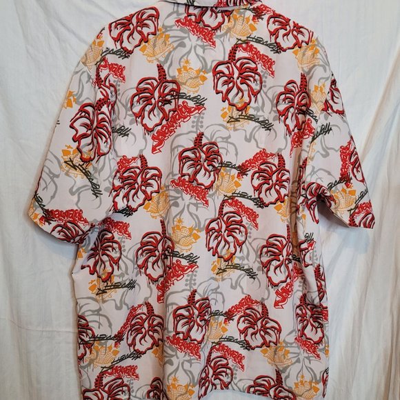 Vintage Pineapple Connection Graffiti Hawaiian Shirt Polyester White Red Adult L - Picture 9 of 11